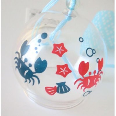 Photo2: Furin Glass Wind Chime Crab Beach Japan Brand New