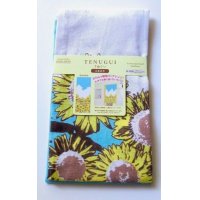 Tenugui Cotton Cloth Sunflower 100% Cotton Brand-New White