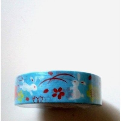 Photo2: Decorative Craft Washi Masking Tape Sticker Rabbit Sakura Brand New Blue