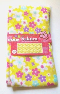 Tenugui Cotton Hand Cloth Japan Sakura 100% Cotton Brand-New Yellow