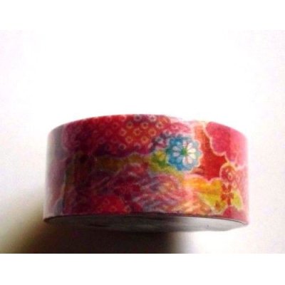 Photo2: Decorative Craft Washi Masking Tape Sticker Yuzen Pattern Wide New