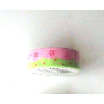 Photo1: Decorative Craft Washi Masking Tape Sticker Japan Sakura Pink Green