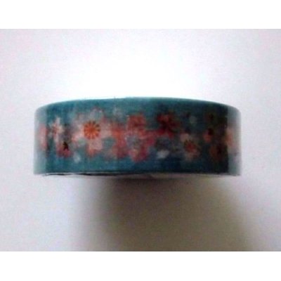 Photo1: Decorative Craft Washi Masking Tape Sticker Sakura Pattern Blue New