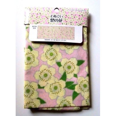 Photo1: Tenugui Cotton Hand Cloth Pear Flower 100% Cotton Brand-New