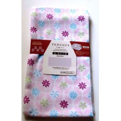 Photo1: Tenugui Cotton Hand Cloth Japan Flower 100% Cotton Brand-New Pink