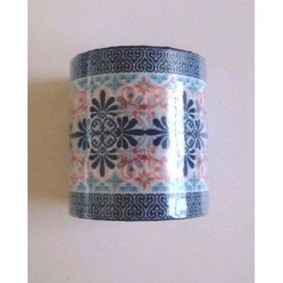 Photo1: Decorative Craft Washi Masking Tape Sticker Wide Arabesque Blue Orange Brand New