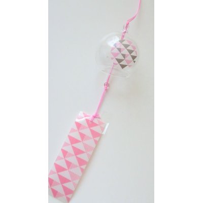 Photo1: Furin Glass Wind Chime Retro Pink Japan Brand New