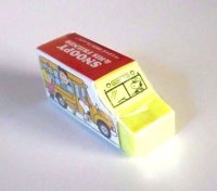 Peanuts Snoopy School Bus Eraser Brand New Yellow