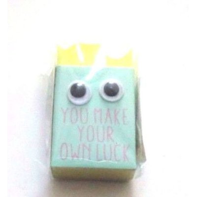 Photo1: Eraser Toy Yellow You Make Your Own Luck Brand New