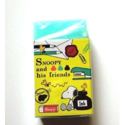 Photo1: Peanuts Snoopy Matomarukun Eraser the Scent of Strawberry Yellow Green New