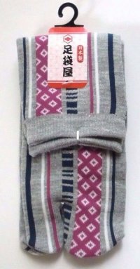 Japanese Geta Split-toe Tabi Socks Shibori Pattern Kimono Yukata New Gray Purple