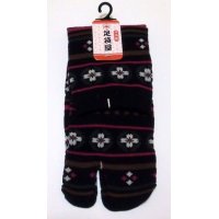 Japanese Geta Split-toe Tabi Socks Sakura Stripe Pattern Kimono Yukata BLK Pink