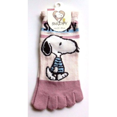 Photo1: Peanuts Snoopy Japanese Geta Split-toe Tabi Socks Stripe Pattern Kimono Pink New