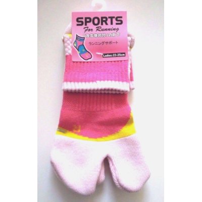 Photo1: Japanese Geta Split-toe Tabi Socks Sports Running Pink Brand New