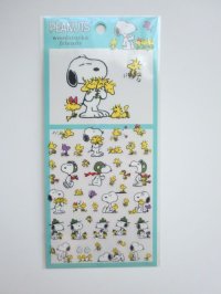 Peanuts Snoopy Woodstock Vinyl Sticker Green Brand New