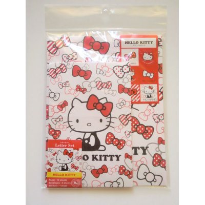 Photo1: Sanrio Hello Kitty Mini Letter Set Ribbon Red New