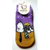 Peanuts Snoopy Woodstock Ankle Low Cut Socks Purple Snow Brand New