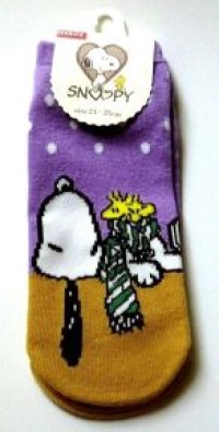 Peanuts Snoopy Woodstock Ankle Low Cut Socks Purple Snow Brand New