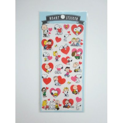 Photo1: Peanuts Snoopy Heart Vinyl Sticker Blue Brand New