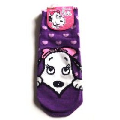 Photo1: Peanuts Snoopy Belle Ankle Low Cut Socks Purple Brand New