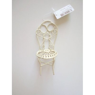 Photo2: Miniature Iron Chair 2 pcs set White Brand New