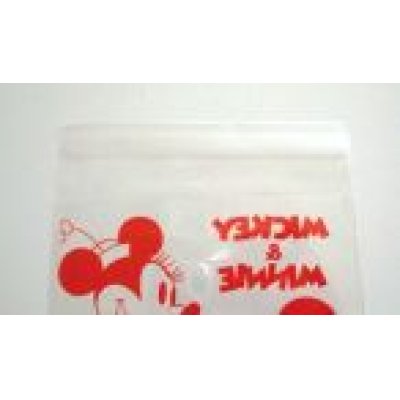 Photo2: Disney Mickey Minnie Mouse Plastic Bags with sticky tape 15 pcs Red Brand New