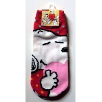 Peanuts Snoopy Ankle Low Cut Socks Polka Dot Heart Red Brand New