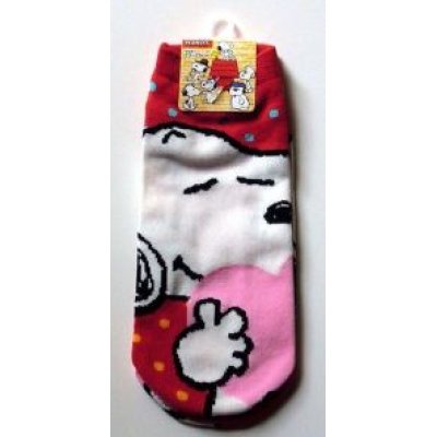 Photo1: Peanuts Snoopy Ankle Low Cut Socks Polka Dot Heart Red Brand New