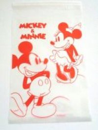 Disney Mickey Minnie Mouse Plastic Bags with sticky tape 15 pcs Red Brand New