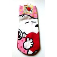 Peanuts Snoopy Ankle Low Cut Socks Polka Dot Heart Pink Brand New