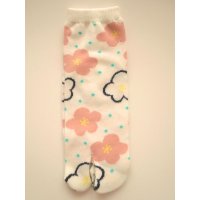 Japanese Geta Split-toe Tabi Socks Ume Pattern Kimono Yukata White