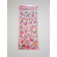 Peanuts Snoopy Woodstock Spring Sakura Stickers Brand-New Pink