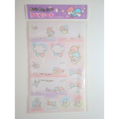 Photo1: Sanrio Little Twin Stars Kiki & Lala Label Stickers Brand-New