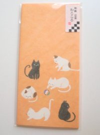 Japanese Washi Envelopes Long Cat Orange Brand New