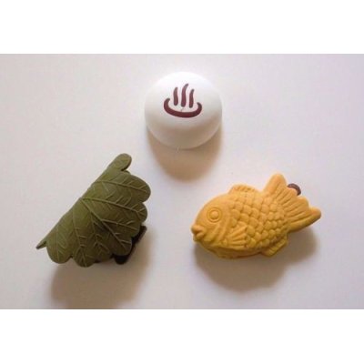 Photo1: Eraser Toy Japanese Food Kashiwamochi Onsenmanju Taiyaki Japan Brand New