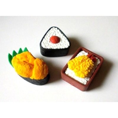 Photo2: Eraser Toy Japanese Food Sushi Tempura Onigiri Japan Brand New