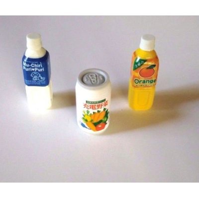 Photo2: Eraser Toy Soft Drink Bottle Can Orange Milk Brand New