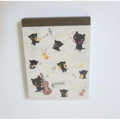 Photo1: San-X Kutusita Nyanko Cat Mini Memo Pad Music Brand New