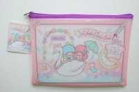 Sanrio Little Twin Stars Kiki & Lala Vinyl Pouch Swan Brand New