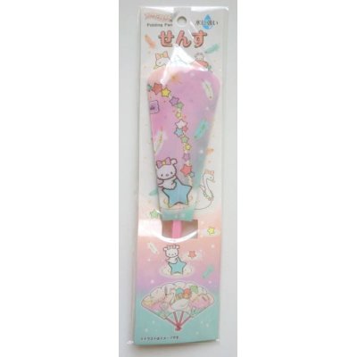 Photo1: Sanrio Little Twin Stars Kiki Lala Plastic Folding Fan Japan Brand New