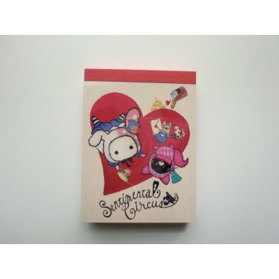 Photo1: San-X Sentimental Circus Mini Memo Pad Heart Brand New White