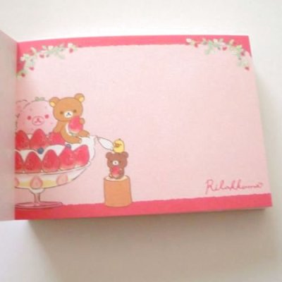 Photo3: San- X Rilakkuma Korilakkuma Mini Memo Pad strawberry party Brand New