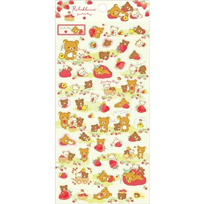 Photo1: San- X Rilakkuma Strawberry party Stickers Brand New