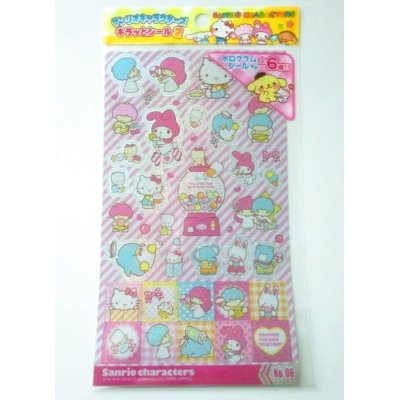 Photo1: Sanrio Character Glitter Stickers Hello Kitty Little Twin Stars My Melody etc...