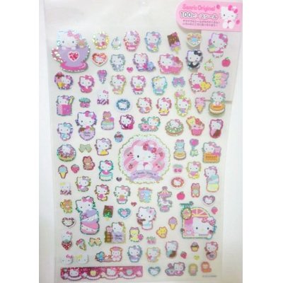 Photo1: Sanrio Hello Kitty Glitter stickers 100 pcs Brand New