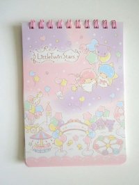 Sanrio Little Twin Stars Kiki & Lala ring memo pad amusement park Brand New