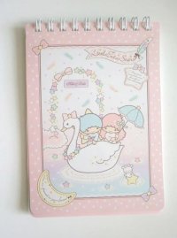 Sanrio Little Twin Stars Kiki & Lala ring memo pad swan Brand New