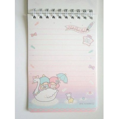 Photo2: Sanrio Little Twin Stars Kiki & Lala ring memo pad swan Brand New