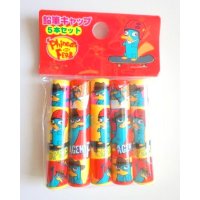 Disney Phineas and Ferb Pencil Caps Red Yellow Brand New