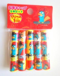 Disney Phineas and Ferb Pencil Caps Red Yellow Brand New